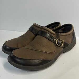 Merrell Leather Slip On Shoes Brown Womens 7.5 Buckle Strap Walking Loafer